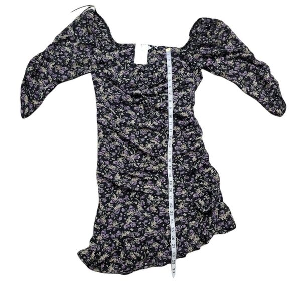 Nwot Astr Sweetheart Cutout Dress In Black-purple Ditsy - Picture 10 of 12